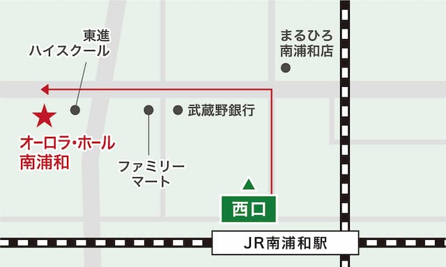 ホールへの行き方の地図