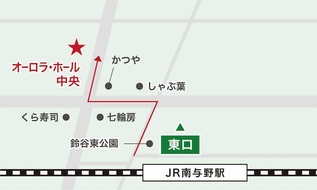 ホールへの行き方の地図