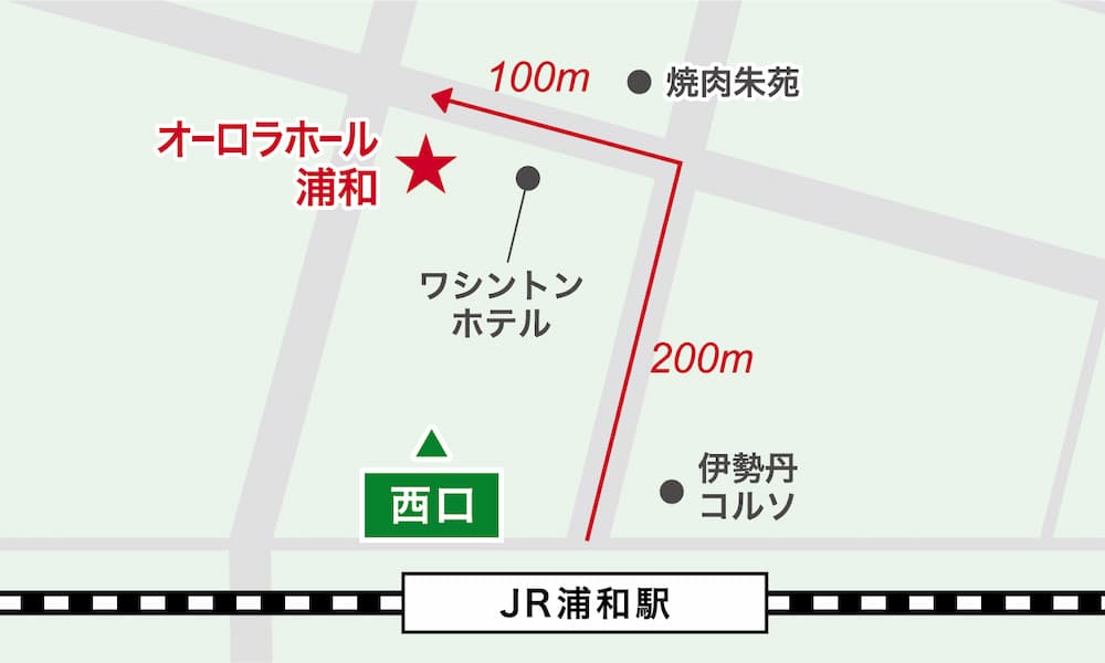 ホールへの行き方の地図